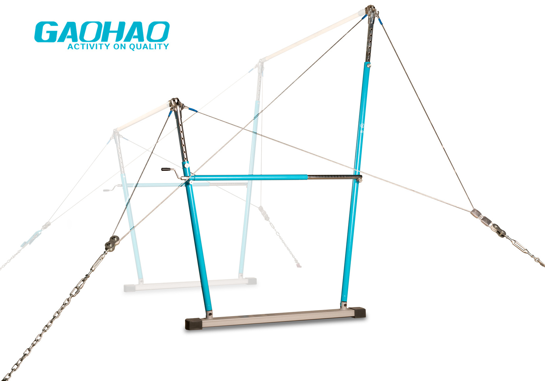 GAOHAO gymnastic uneven bar, gym apparatus,competition model,Width Adjustable between 130-190cm,FIG approved.