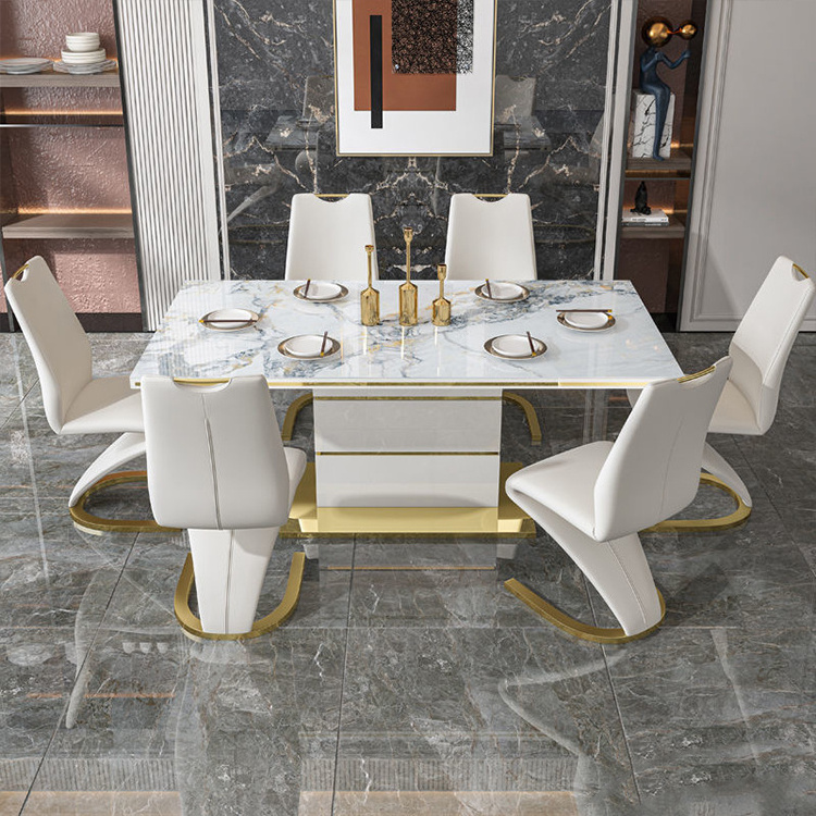 modern luxury dinning room furniture kitchen restaurant tables and 6 chairs sets marble dining table set with chair for 6 seater