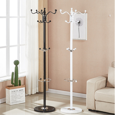 Standing entryway coat rack tree hat hanger holder jacket stand base metal black