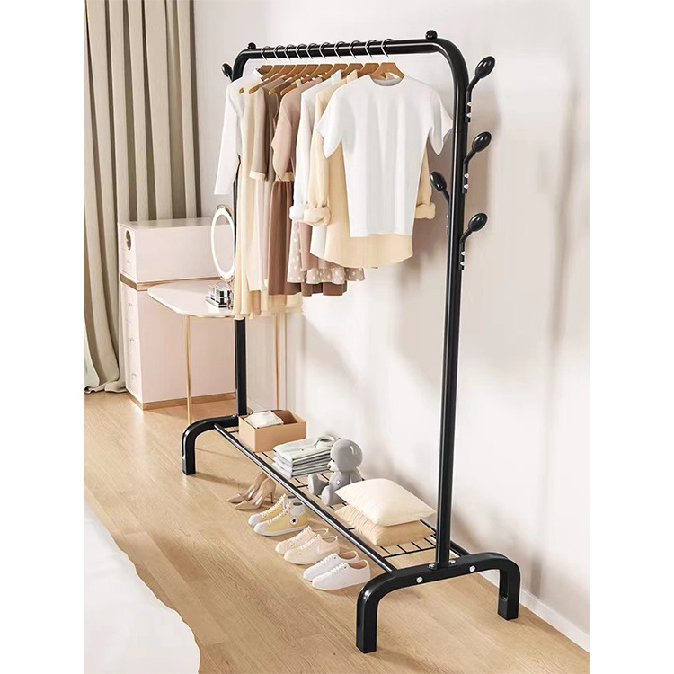 white and black free standing tree hanging bag hat jacket umbrella shoe coat rack stand metal clothes hanger stand with wheels