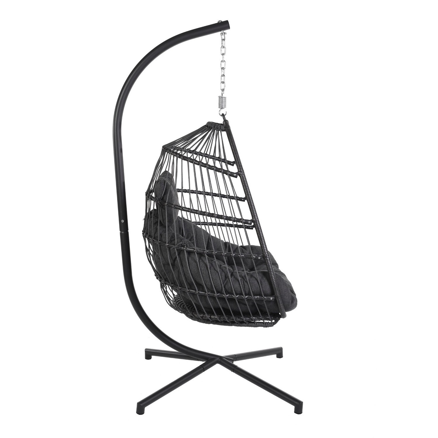 wholesale modern white black colour indoor adult stationary porch hammock swing hanging relax rustic wicker round egg chair