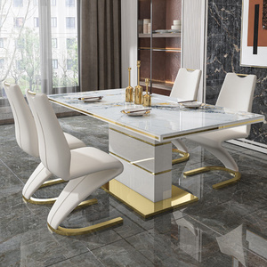 modern luxury dinning room furniture kitchen restaurant tables and 6 chairs sets marble dining table set with chair for 6 seater