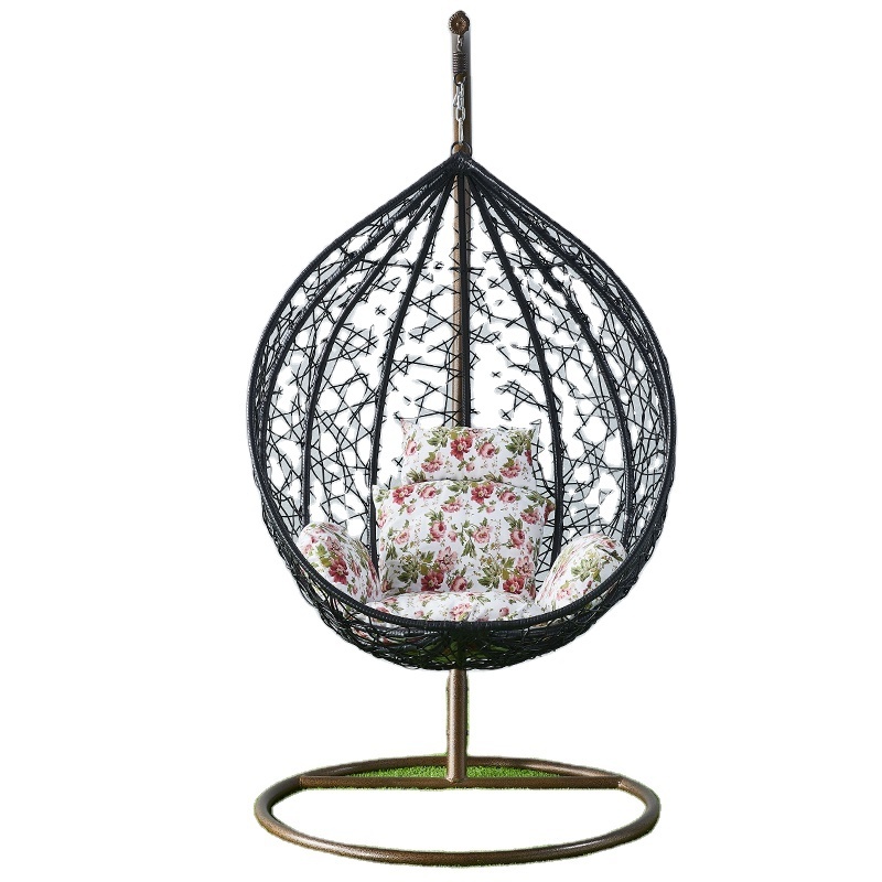 Hot Sale Indoor And Outdoor Furniture Manufacturer Rattan Hanging Egg Chair Patio Swing With Metal Stand