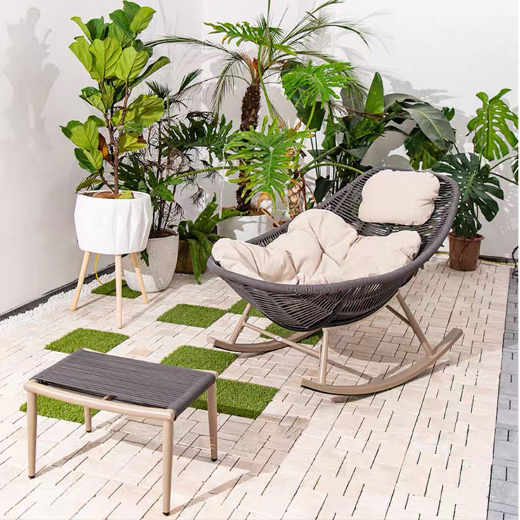 Wholesale Hot Sale Wooden Rattan Fabric Genuine Leather Backrest Modern Bedroom Rocking Chair For Living Room