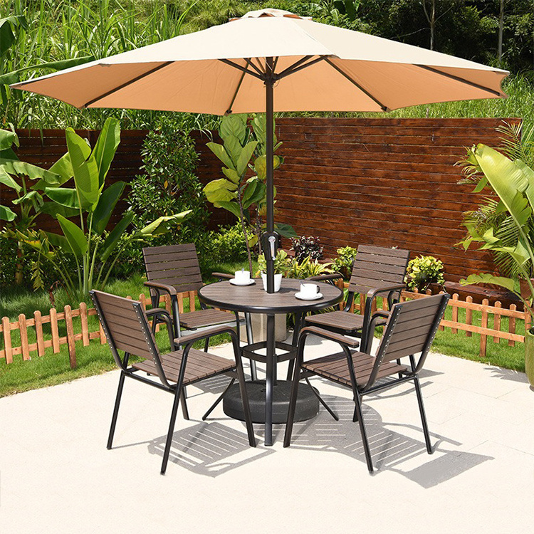 european luxury 4 seater round outdoor furniture lounge kitchen patio dining table and chairs set plastic wood garden sets