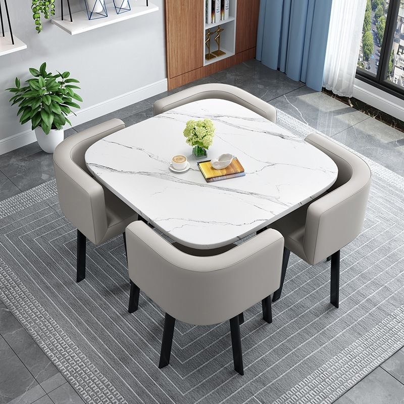 modern luxury wood kitchen restaurant tables and chair sets room furniture small round marble wooden dining table set 4 chairs