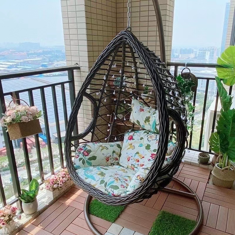 modern indoor balcony outdoor furniture rattan hanging basket wicker swing egg patio swings hanging chair with stand