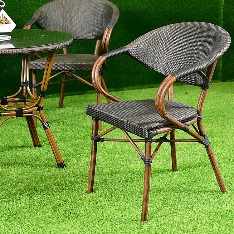 luxury minimalist aluminum 4 piece outdoor furniture patio dining round garden table and 4 chairs lounge garden set with coffee