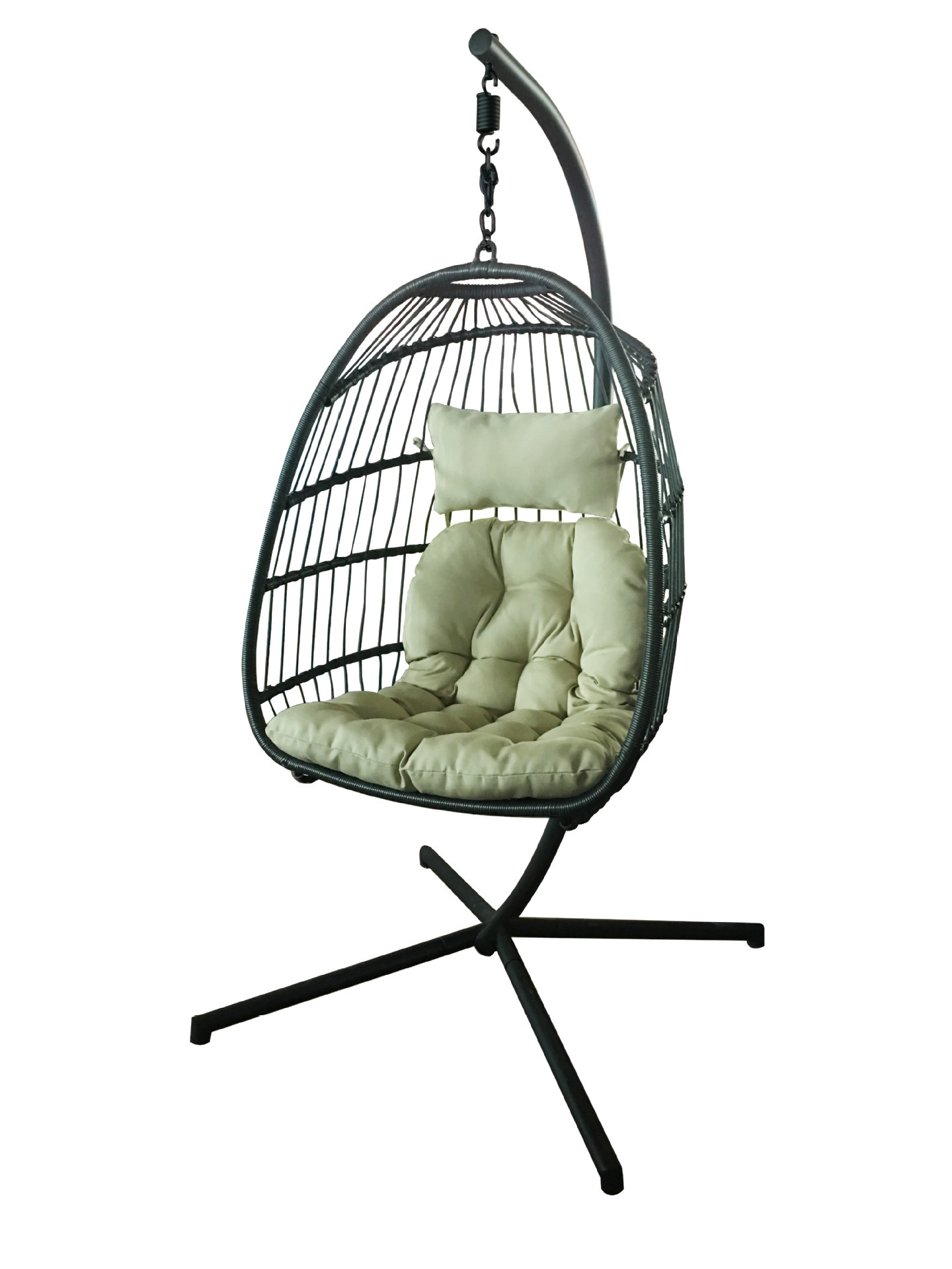 hotel modern outdoor rattan hanging round wicker swing bed patio adult seat oval shaped pear shape stand swing chair