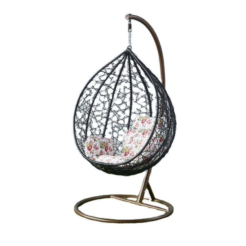 Hot Sale Indoor And Outdoor Furniture Manufacturer Rattan Hanging Egg Chair Patio Swing With Metal Stand