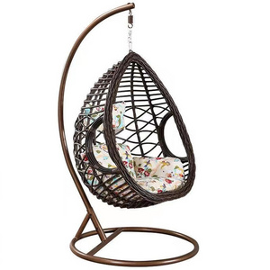 modern indoor balcony outdoor furniture rattan hanging basket wicker swing egg patio swings hanging chair with stand