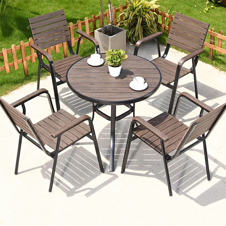 european luxury 4 seater round outdoor furniture lounge kitchen patio dining table and chairs set plastic wood garden sets