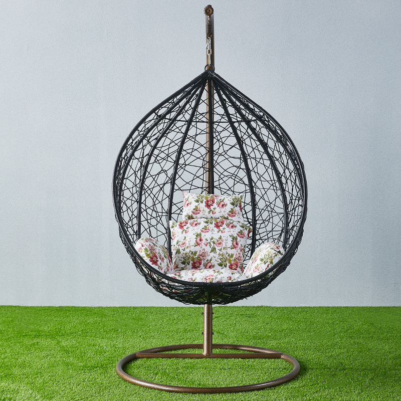 Hot Sale Indoor And Outdoor Furniture Manufacturer Rattan Hanging Egg Chair Patio Swing With Metal Stand