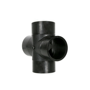 Chinese manufacture of HDPE pipe fitting plastic fitting joint butt fusion cross tee for plumbing pipe