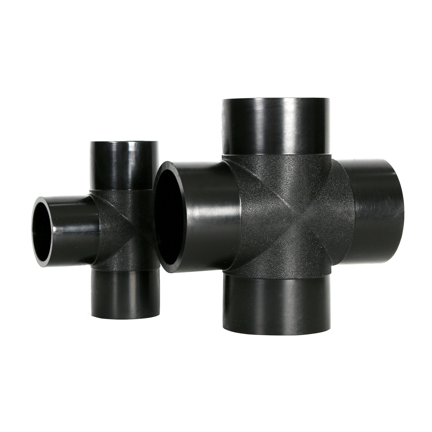 HDPE Water Pipe Fittings Butt Fusion Plastic Quick Reducing Cross Tee 4 way Tee HDPE Fitting for Plumbing system