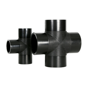 HDPE Water Pipe Fittings Butt Fusion Plastic Quick Reducing Cross Tee 4 way Tee HDPE Fitting for Plumbing system