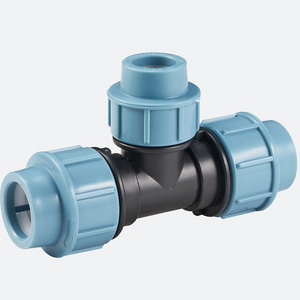 Quick Tee Hydraulic Vertical Compression Fitting Reducing Tee Corrugated Polypropylene Mechanical Coupling Pipe Joint for Water