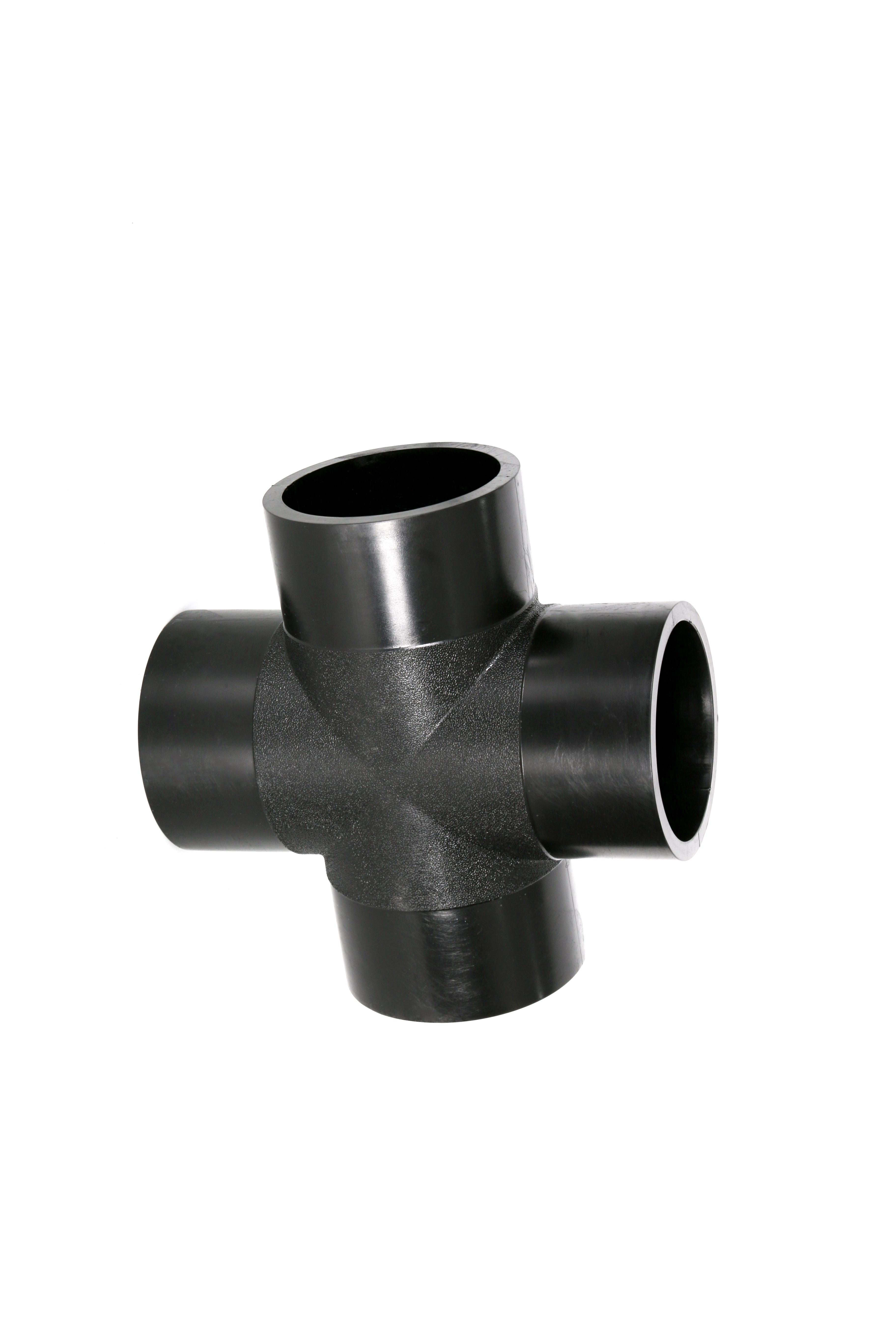 Chinese manufacture of HDPE pipe fitting plastic fitting joint butt fusion cross tee for plumbing pipe