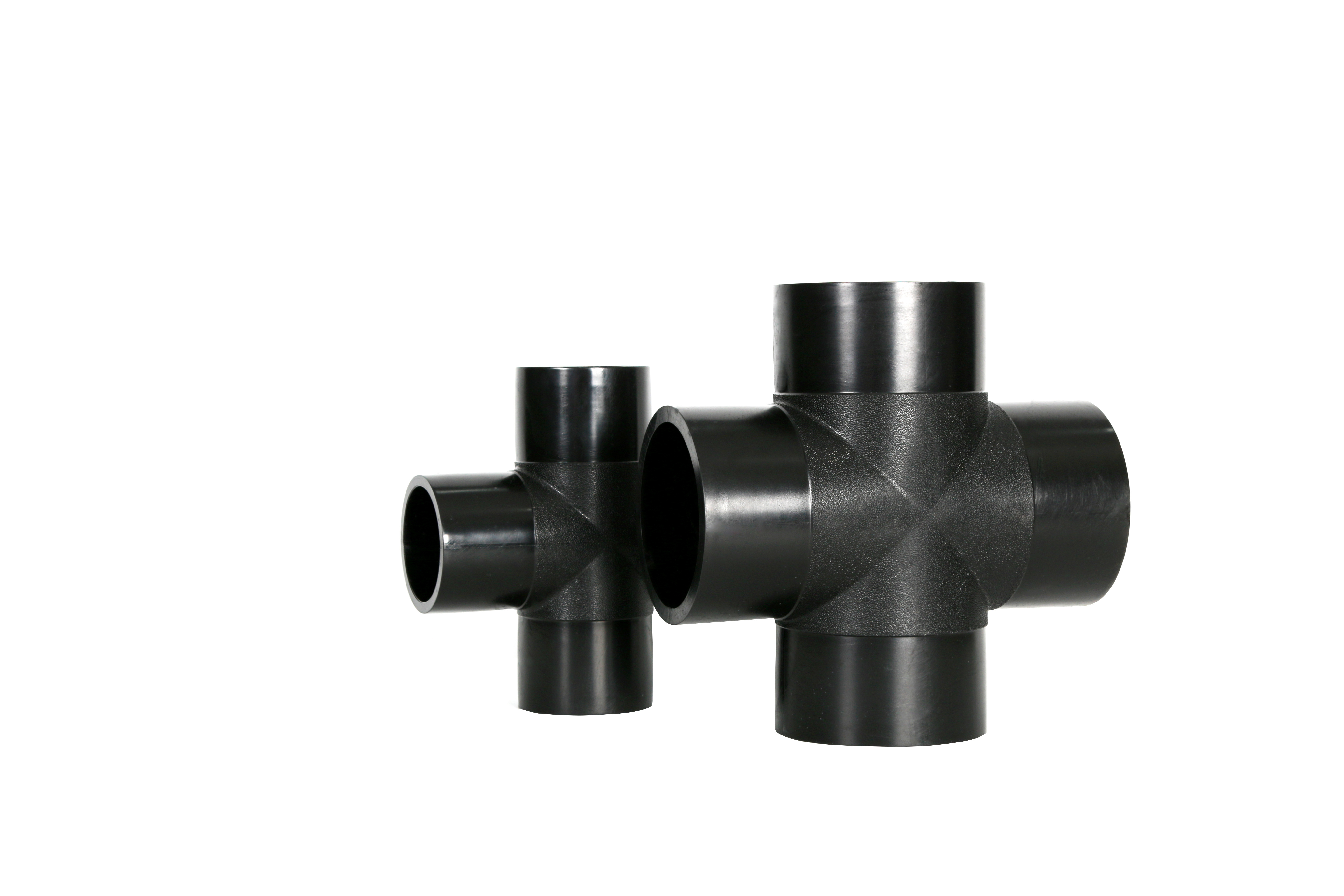 Chinese manufacture of HDPE pipe fitting plastic fitting joint butt fusion cross tee for plumbing pipe