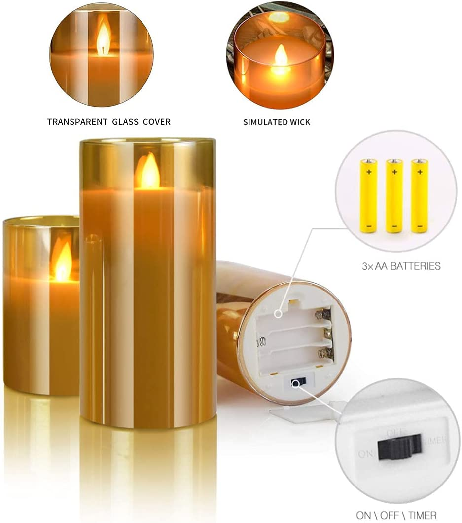 Candle Real Wax Fake Wick Moving Flame Faux Wickless Pillar Battery LED Flameless Candles For Wedding Christmas Festival