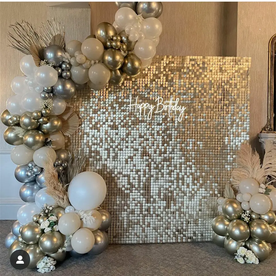 Outdoor Grid Panel Interlocking 3d Panel Backdrop Sequin Shimmer Wall For Wedding Birthday Party Decoration