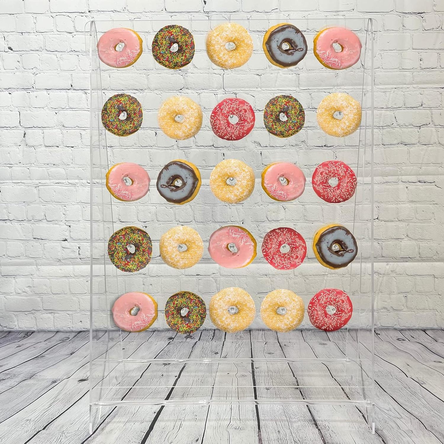 2 in 1 Champagne Wall Holder For Party Modern Acrylic Donut Stand Wedding Decor 25 Snack Dowels Mimosa Bar Decorations