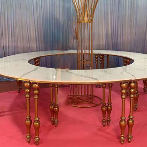 Luxury New Metal White Wedding Half Round Hotel Dinner Table For Event Serpentine Wedding Table