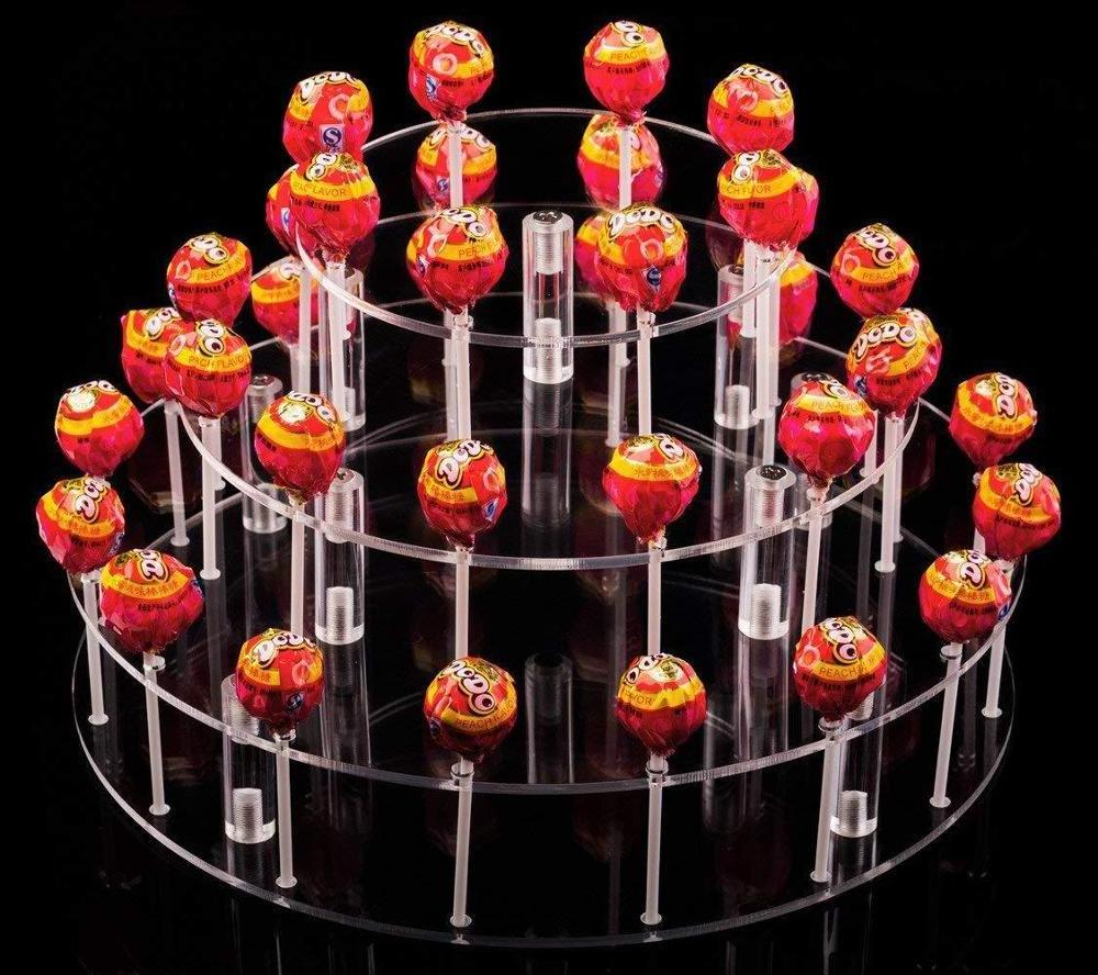 Four Tiers Transparent 35 Holes  Acrylic Lollipop Holder  Display Stand For Birthday Wedding  Party