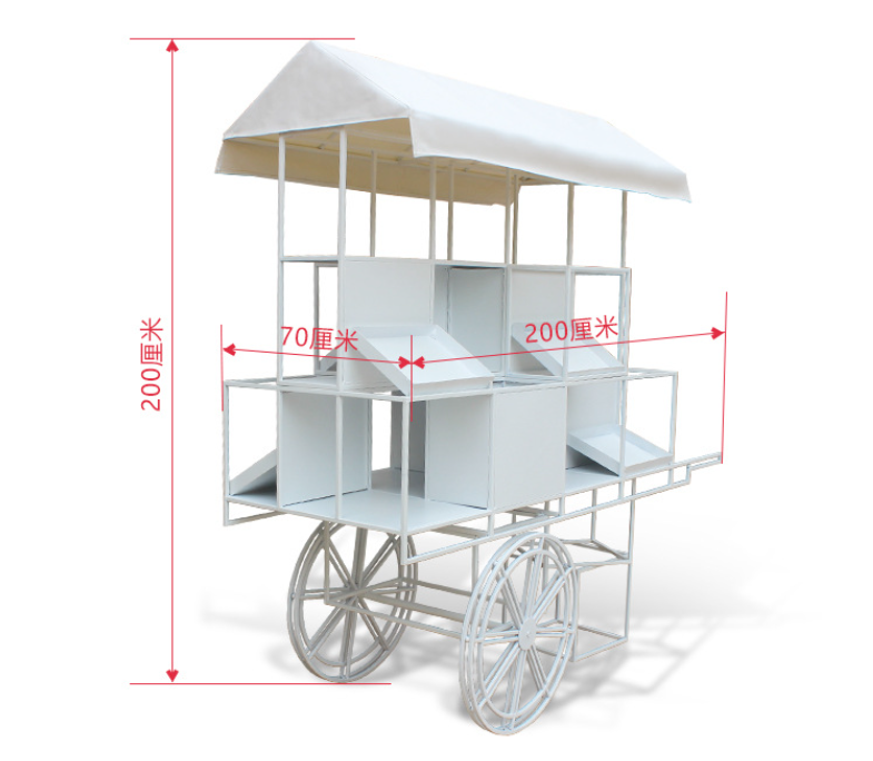 Wedding Float Decoration Metal Flower White Candy Cart Food Cart For Wedding Outdoor Party Events