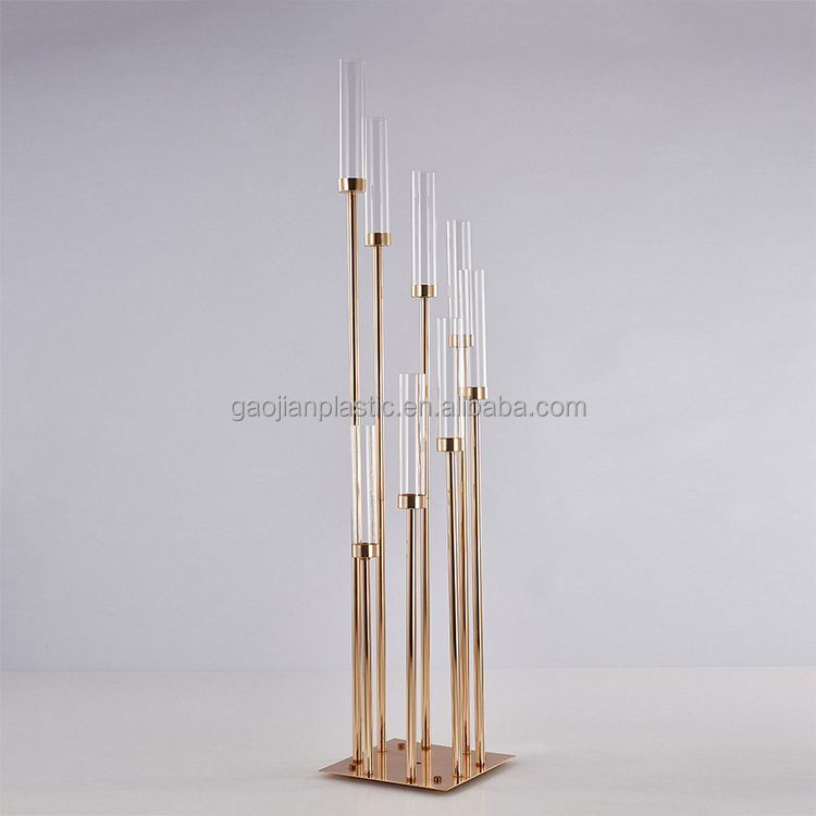 Wholesale 8 arm gold metal tall candelabra Candlestick candle holder for wedding table Decoration