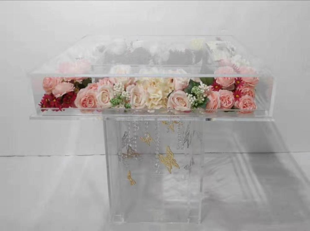 Transparent Acrylic coffee tables Acrylic Bride Table Pure Acrylic Wedding Table With Inside Flowers