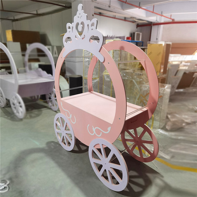 Good Quality White Dessert Display Baby Shower LED Candy Cart With Wheel Food Cart For Parties Wedding Supplies