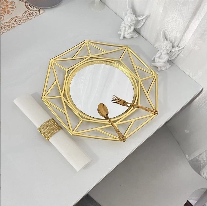 Wholesale Luxury Plastic Deep Fruit Bowl gold Glittering large  Dinner Plates For Wedding Christmas  Dinner Plates