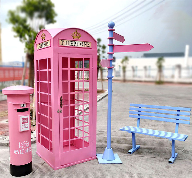 London Telephone Booth Antique Pink Floral Telephone Booth Wedding Decor Outdoor Telephone Booth