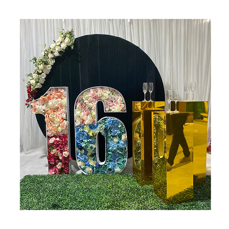 White Acrylic Custom Giant Frame Balloon Letters Numbers Wedding Acrylic Hollow Numbers Letter And Number Backdrop Decoration