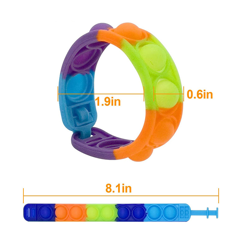 custom promotion funny kids silicone pop it wristbands rainbow child waterproof wrist band baby size bracelet for water park