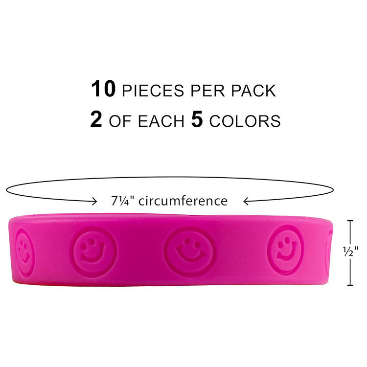 wholesale custom debossed silicone rubber korean casual bracelet unique smile printed little girl personalised wristband