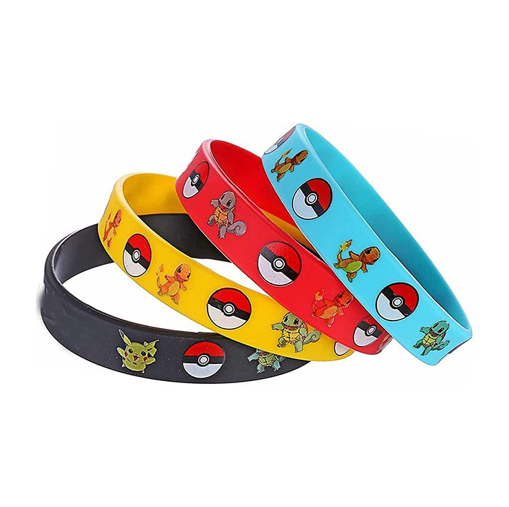 Promotion custom logo high quality debossed printing silicone wrist band anime rubber bracelet wide wristband