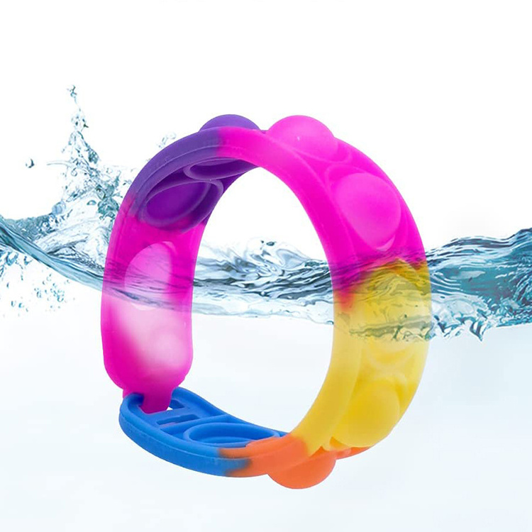 custom promotion funny kids silicone pop it wristbands rainbow child waterproof wrist band baby size bracelet for water park