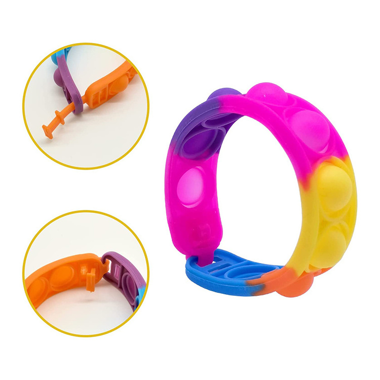 custom promotion funny kids silicone pop it wristbands rainbow child waterproof wrist band baby size bracelet for water park