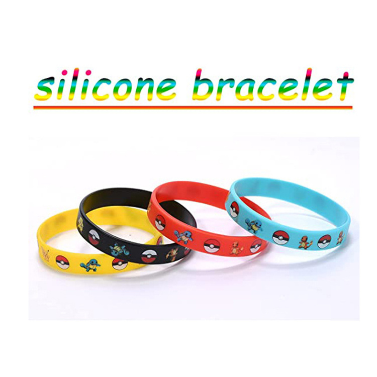 Promotion custom logo high quality debossed printing silicone wrist band anime rubber bracelet wide wristband