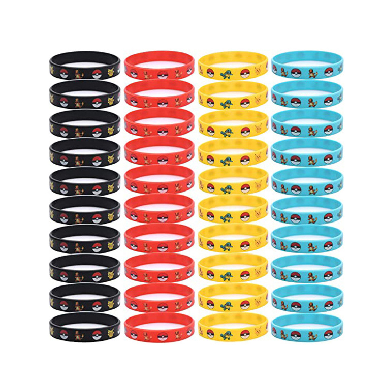 Promotion custom logo high quality debossed printing silicone wrist band anime rubber bracelet wide wristband