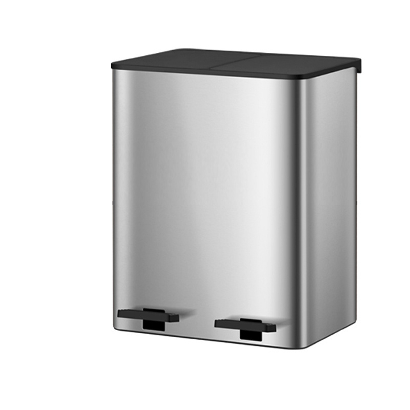 Garbage Indoor/outdoor 18L/24L/30L/40L classification stainless steel trash can/2 compartment waste bin/ metal dust bin