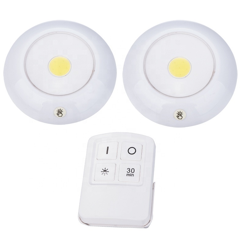 1 COB  LED REMOTE CONTROL LIGHT WIRELESS STICK ANYWHERE INDOOR ROUND  BATTERY OPERATED NIGHT LAMP