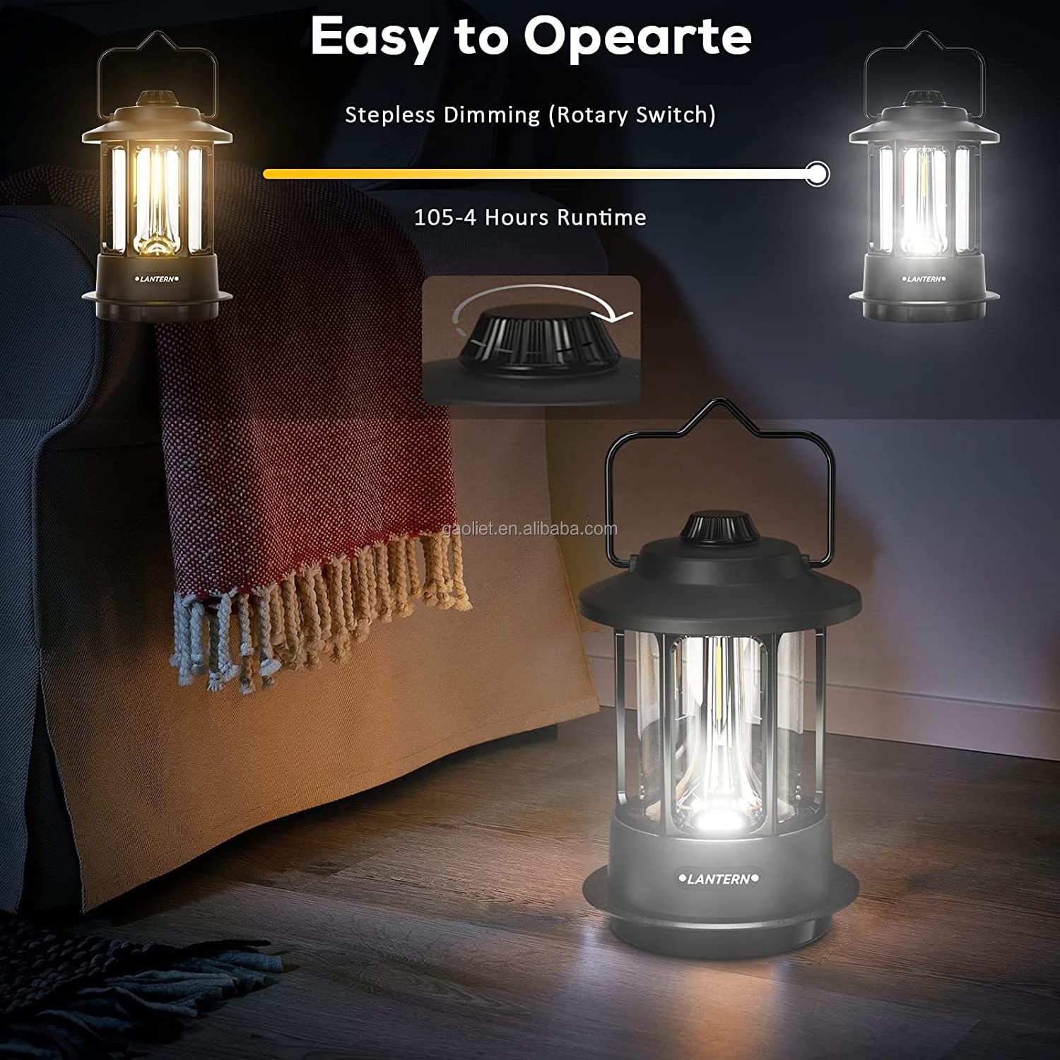 Custom Outdoor Usb Rechargeable Lights With Hooks Dimmable Waterproof Led Camping Lantern For Survival Kits