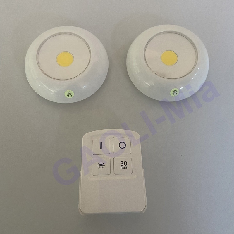 1 COB  LED REMOTE CONTROL LIGHT WIRELESS STICK ANYWHERE INDOOR ROUND  BATTERY OPERATED NIGHT LAMP