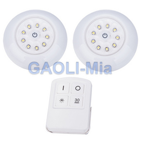 9SMD  LED REMOTE CONTROL LIGHT WIRELESS STICK ANYWHERE INDOOR ROUND  BATTERY OPERATED NIGHT LAMP