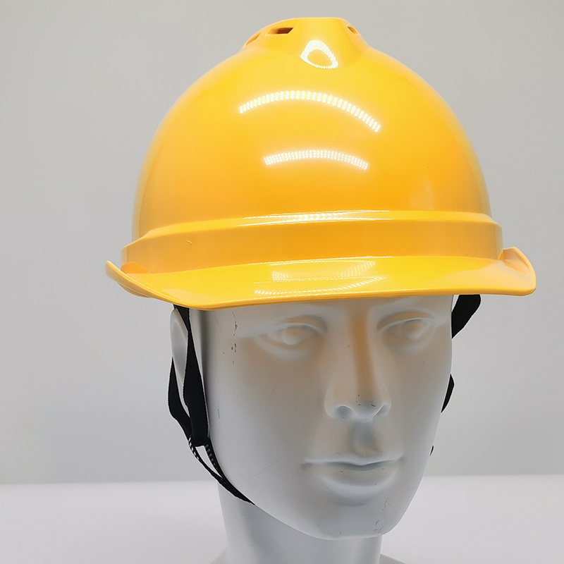 Low Price Custom Fire Yellow Carbon Fiber Coal Miner Ratchet Suspension Hat Safety Helmet With Chin Strap