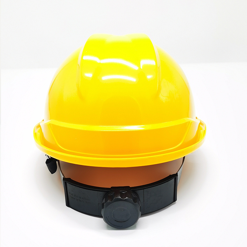 Low Price Custom Fire Yellow Carbon Fiber Coal Miner Ratchet Suspension Hat Safety Helmet With Chin Strap