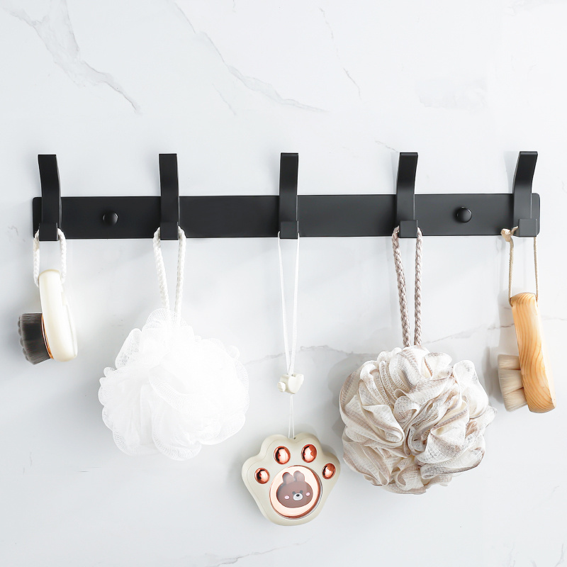 Modern Wall Hooks Metal Black Towel Hooks Bathroom Door Cloth Hanger Hook Coat Rack Wall Mounted